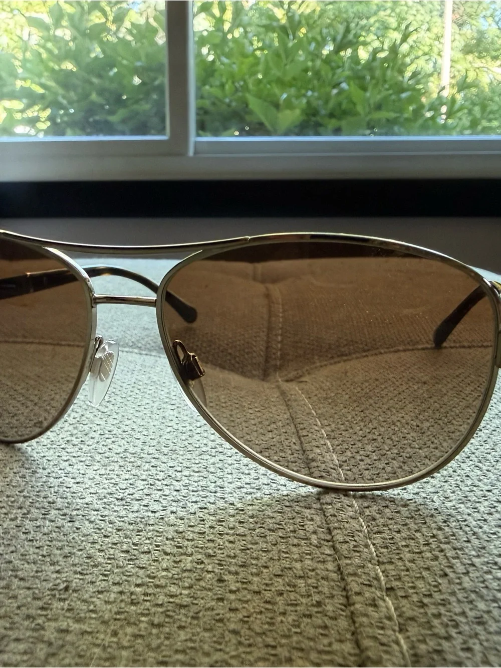 Burberry Gold Frame Brown Gradient Aviator Sunglasses with Signature Temple